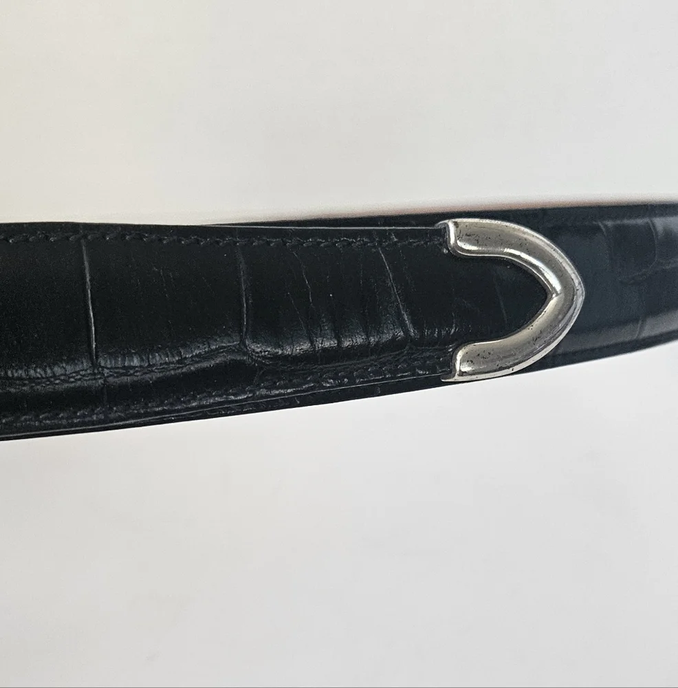 Trafalfar‎ Black Croc Embossed Mens Leather Belt Size 44